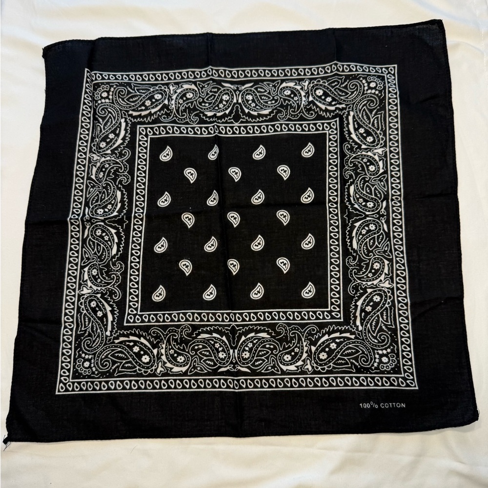 Black and White Paisley Bandana